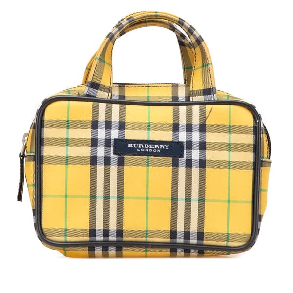Pre-owned Burberry House Check Canvas Handbag Yellow