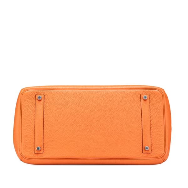Pre-owned Hermès Clemence Birkin Retourne 35 Orange