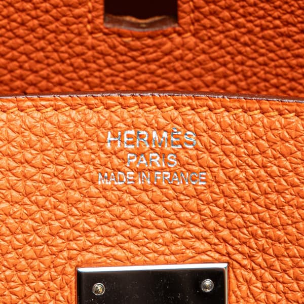 Pre-owned Hermès Clemence Birkin Retourne 35 Orange