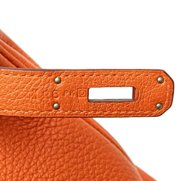 Pre-owned Hermès Clemence Birkin Retourne 35 Orange