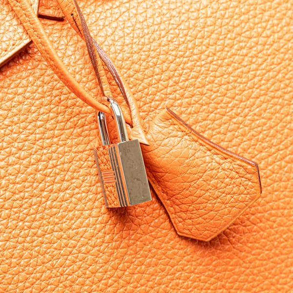 Pre-owned Hermès Clemence Birkin Retourne 35 Orange