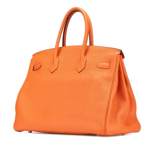 Pre-owned Hermès Clemence Birkin Retourne 35 Orange