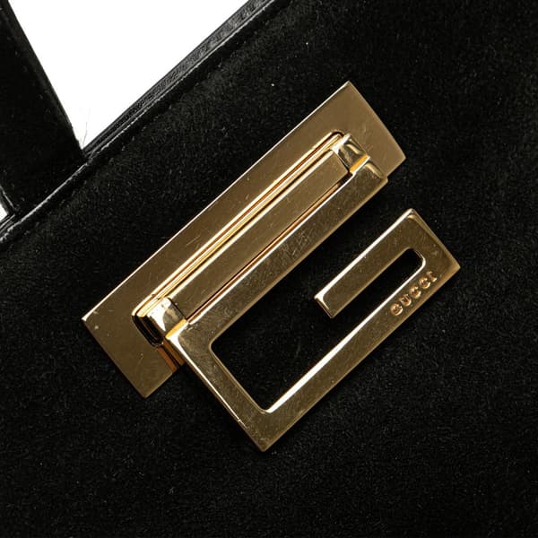 Pre-owned Gucci Suede Handbag Black