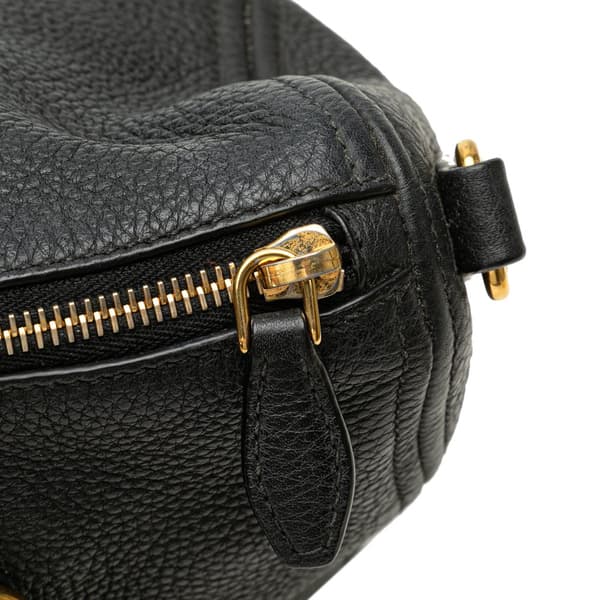 Pre-owned Prada Vitello Daino Zip Top Satchel Black
