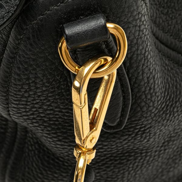 Pre-owned Prada Vitello Daino Zip Top Satchel Black