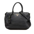 Miniatyrbilde 1 av 10: Pre-owned Prada Vitello Daino Zip Top Satchel Black