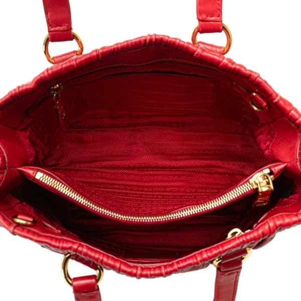 Pre-owned Prada Nappa Gaufre Satchel Red