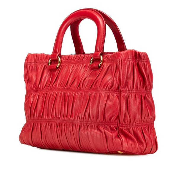 Pre-owned Prada Nappa Gaufre Satchel Red
