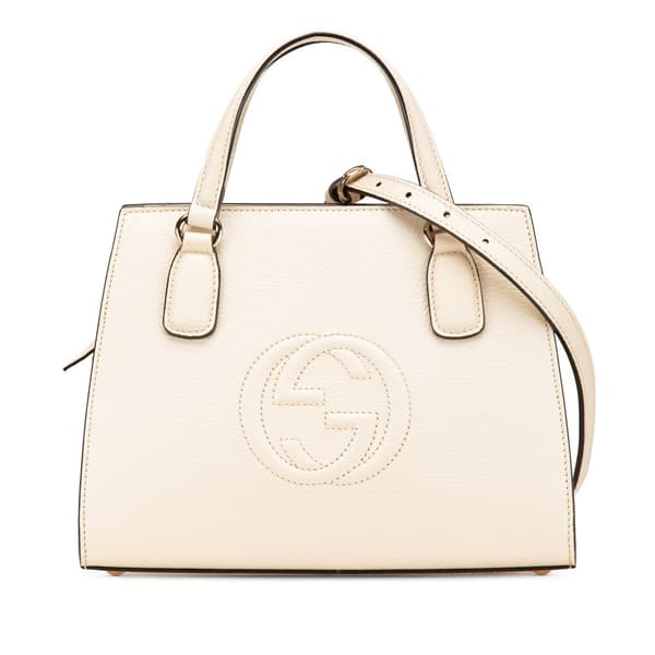 Pre-owned Gucci Medium Dollar Calf Soho Satchel White