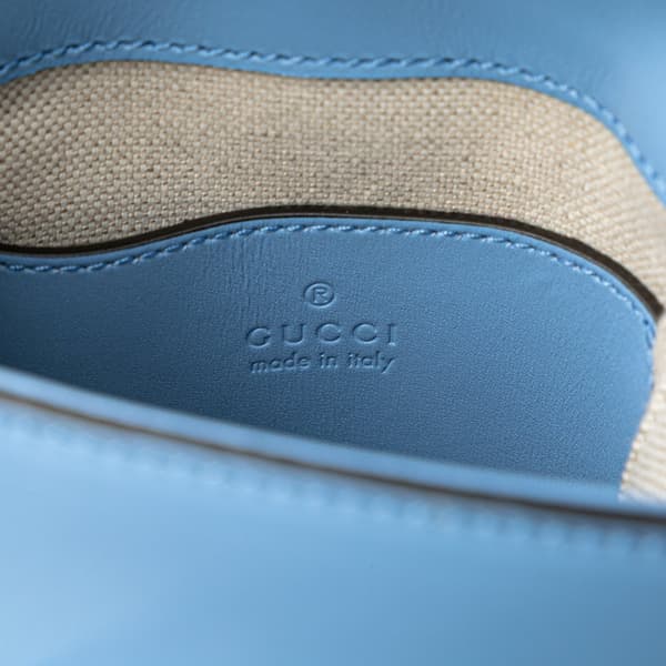 Pre-owned Gucci Mini Calfskin Bamboo Top Handle Bag Blue