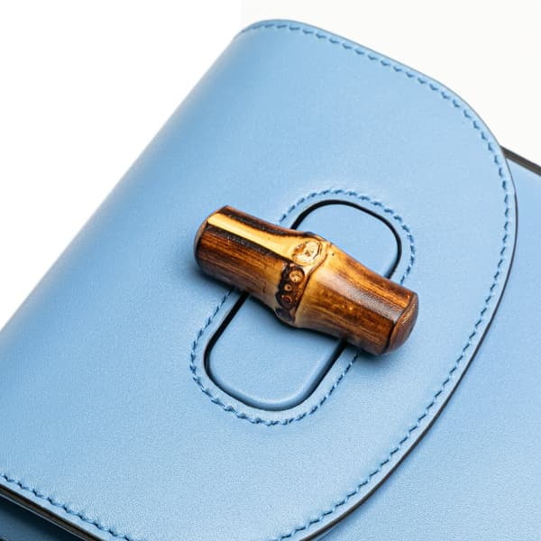 Pre-owned Gucci Mini Calfskin Bamboo Top Handle Bag Blue