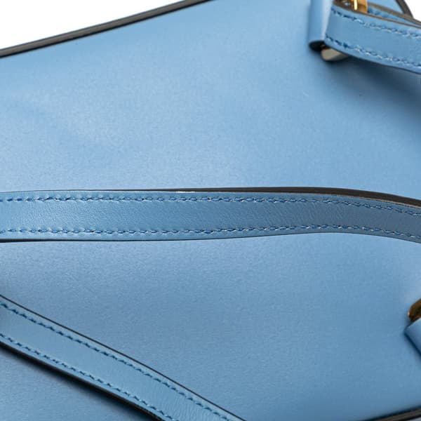 Pre-owned Gucci Mini Calfskin Bamboo Top Handle Bag Blue