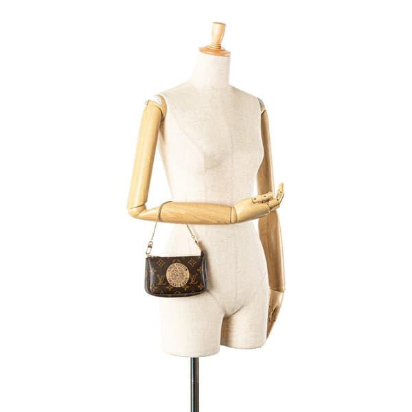 Pre-owned Louis Vuitton Monogram Trunks and Bags Mini Pochette Accessoires Brown