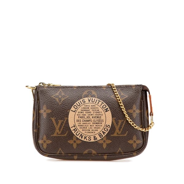 Pre-owned Louis Vuitton Monogram Trunks and Bags Mini Pochette Accessoires Brown