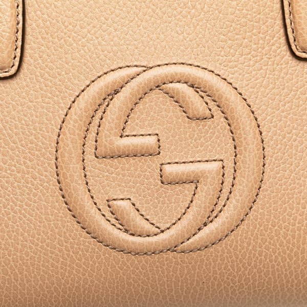 Pre-owned Gucci Medium Leather Soho Top Handle Convertible Tote Brown