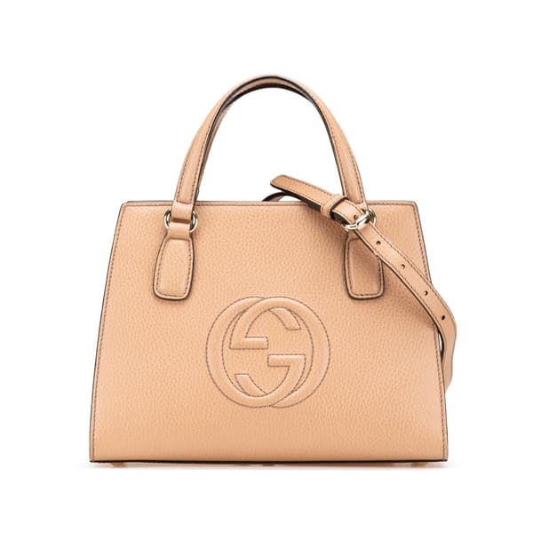 Pre-owned Gucci Medium Leather Soho Top Handle Convertible Tote Brown