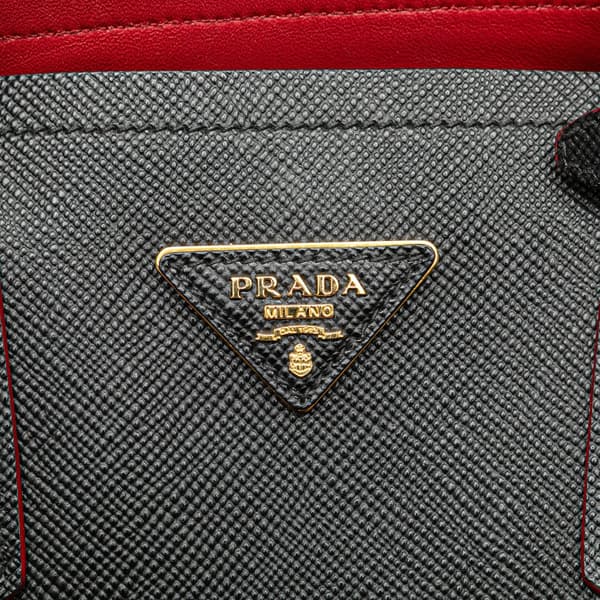 Pre-owned Prada Medium Saffiano Cuir Double Satchel Black