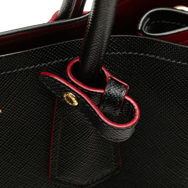 Pre-owned Prada Medium Saffiano Cuir Double Satchel Black