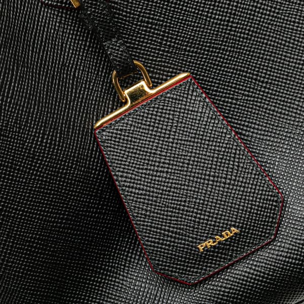Pre-owned Prada Medium Saffiano Cuir Double Satchel Black