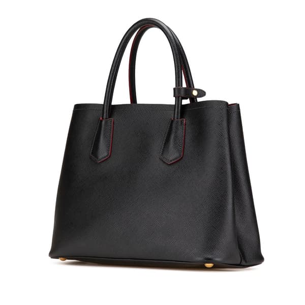 Pre-owned Prada Medium Saffiano Cuir Double Satchel Black