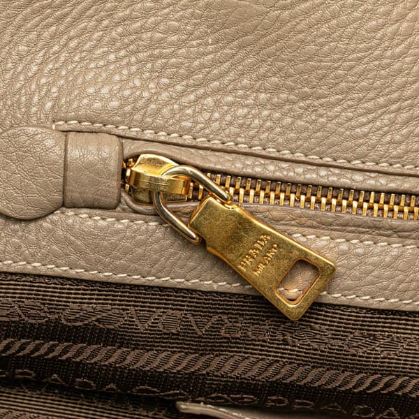 Pre-owned Prada Vitello Daino Open Convertible Tote Brown