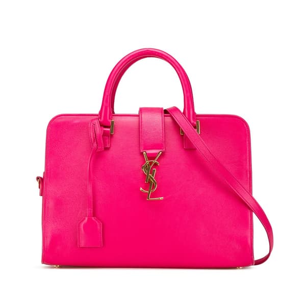 Pre-owned Saint Laurent Small Leather Monogram Cabas Satchel Pink