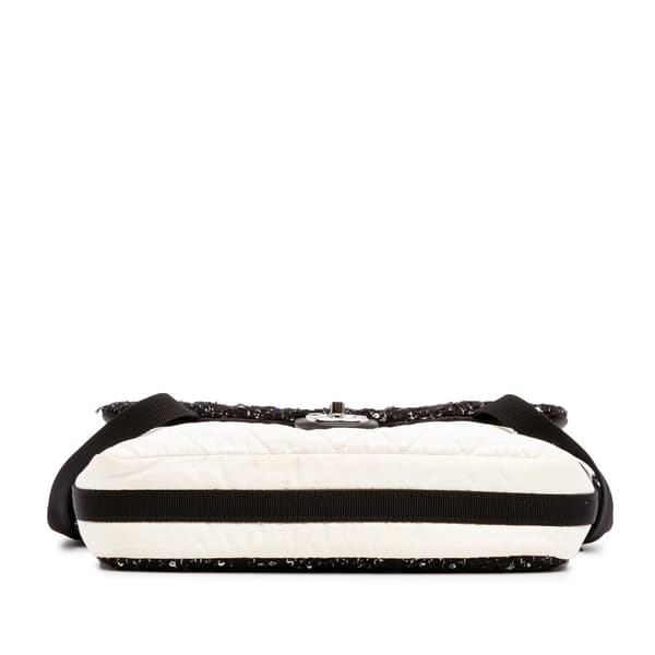 Pre-owned Chanel Bicolor Tweed and Nylon Astronaut Essentials Flap Black