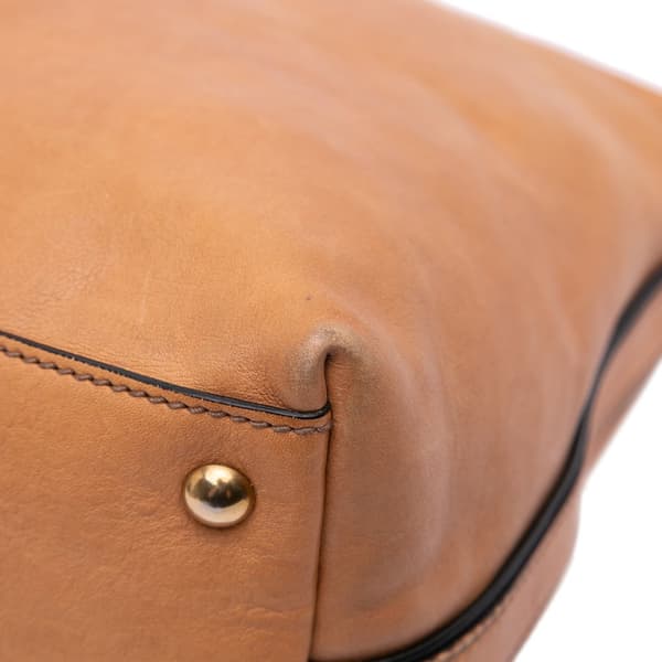 Pre-owned Gucci Leather Rania Convertible Tote Brown