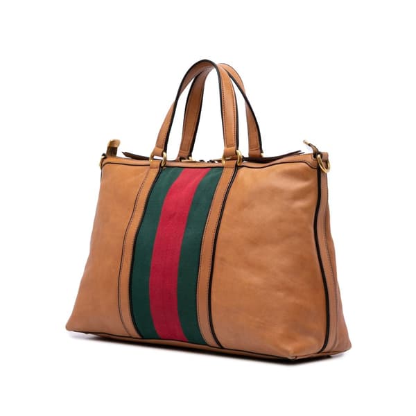 Pre-owned Gucci Leather Rania Convertible Tote Brown