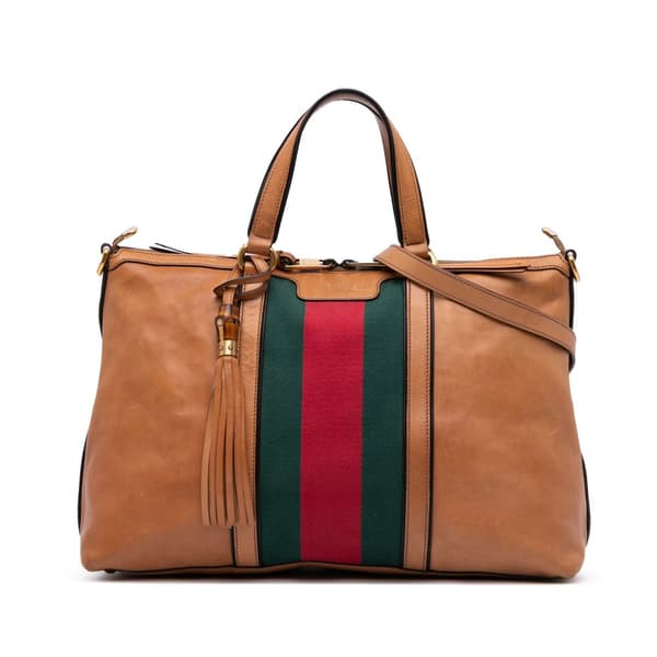 Pre-owned Gucci Leather Rania Convertible Tote Brown