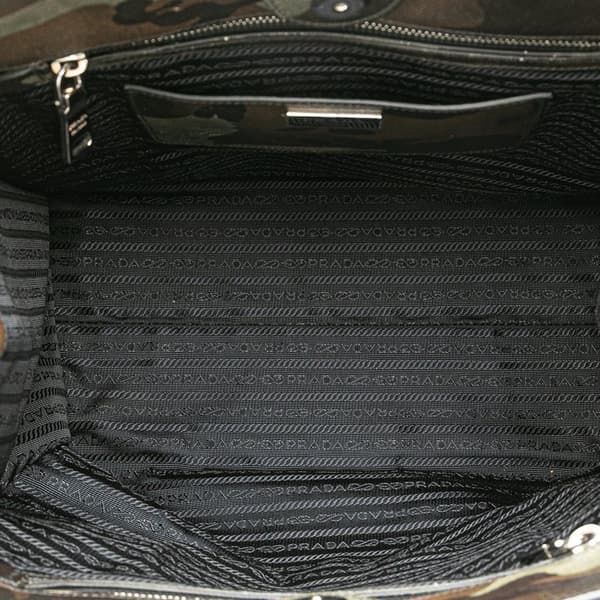 Pre-owned Prada Saffiano Camouflage Soft Military Convertible Tote Brown
