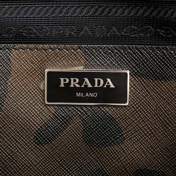 Pre-owned Prada Saffiano Camouflage Soft Military Convertible Tote Brown