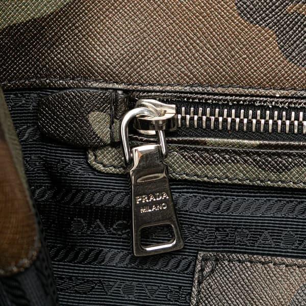 Pre-owned Prada Saffiano Camouflage Soft Military Convertible Tote Brown
