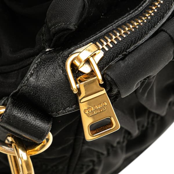 Pre-owned Prada Tessuto Gaufre Satchel Black