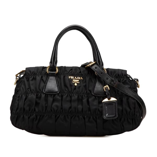 Pre-owned Prada Tessuto Gaufre Satchel Black