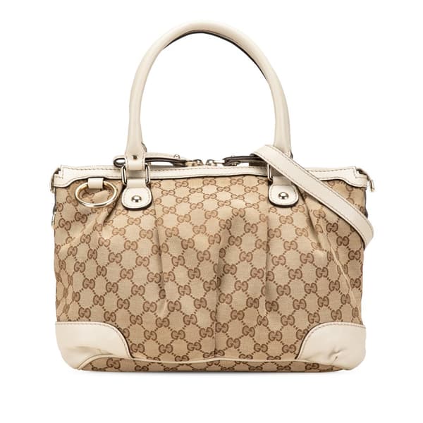 Pre-owned Gucci GG Canvas Sukey Satchel Brown