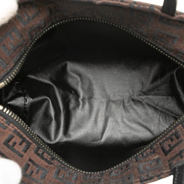 Pre-owned Fendi Mini Zucchino Canvas Handbag Brown