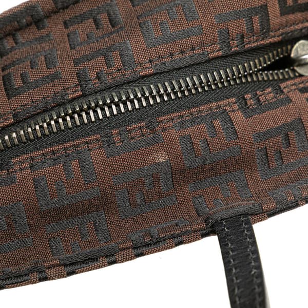 Pre-owned Fendi Mini Zucchino Canvas Handbag Brown