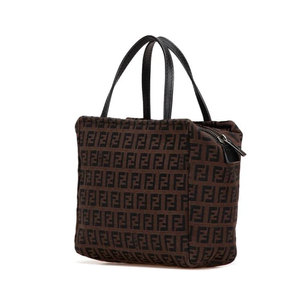 Pre-owned Fendi Mini Zucchino Canvas Handbag Brown