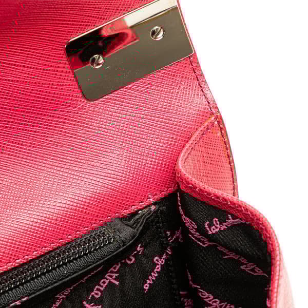 Pre-owned Ferragamo Leather Gancini Convertible Top Handle Bag Pink