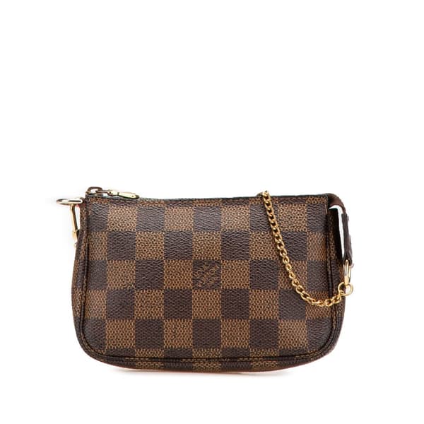 Pre-owned Louis Vuitton Damier Ebene Mini Pochette Accessoires Brown