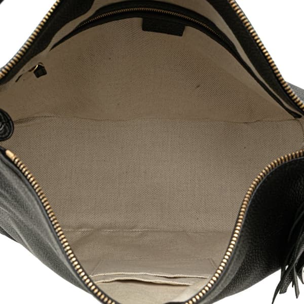 Pre-owned Gucci Large Pebbled Calfskin Soho Convertible Hobo Black