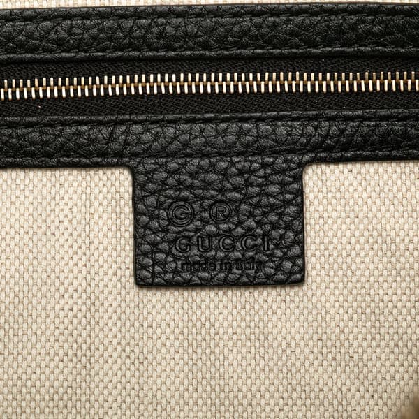 Pre-owned Gucci Large Pebbled Calfskin Soho Convertible Hobo Black