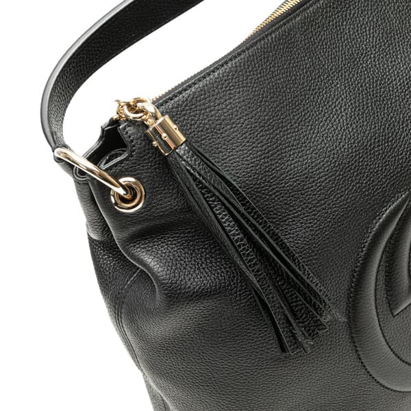 Pre-owned Gucci Large Pebbled Calfskin Soho Convertible Hobo Black