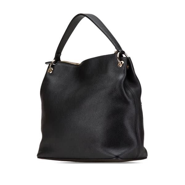 Pre-owned Gucci Large Pebbled Calfskin Soho Convertible Hobo Black