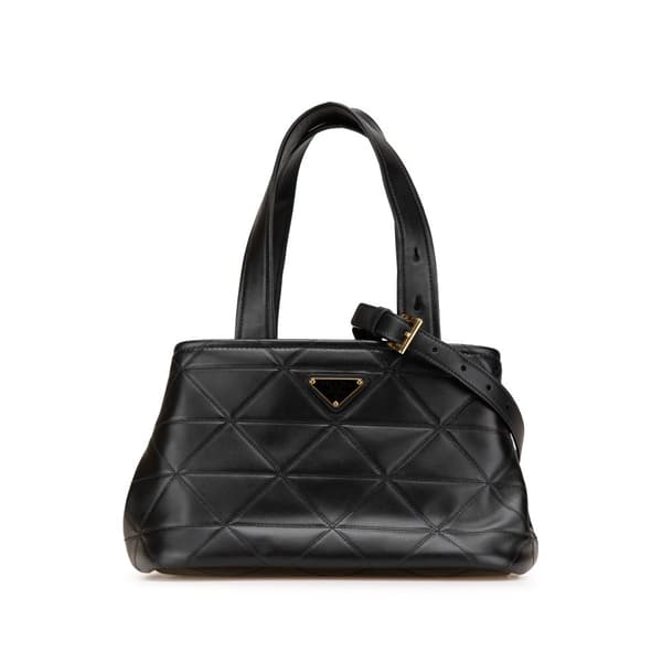 Pre-owned Prada Small Quilted Lambskin Satchel Black