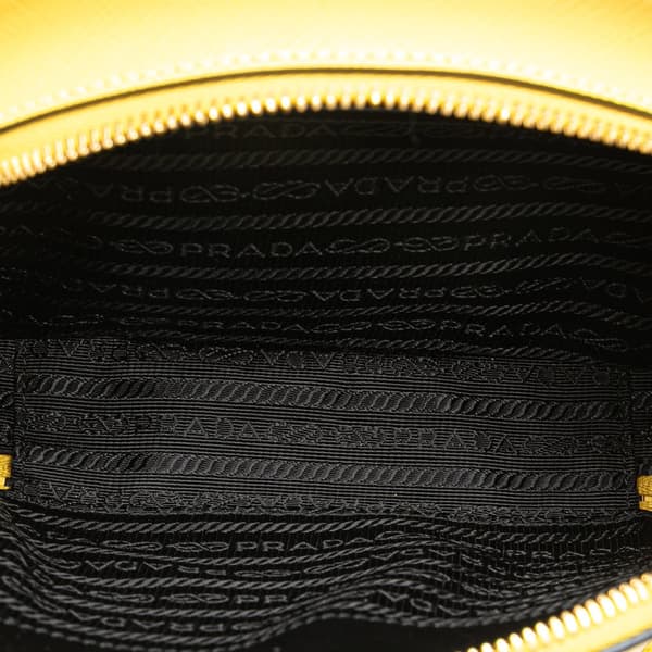 Pre-owned Prada Saffiano Lux Odette Satchel Yellow