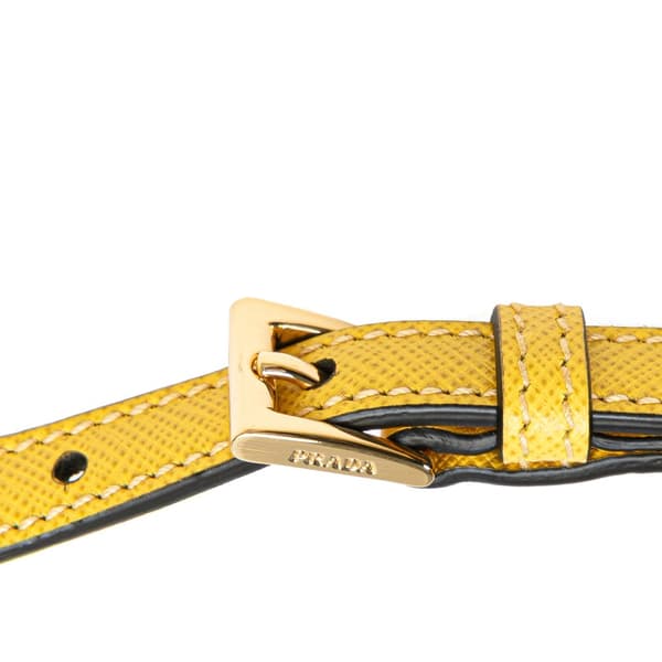 Pre-owned Prada Saffiano Lux Odette Satchel Yellow