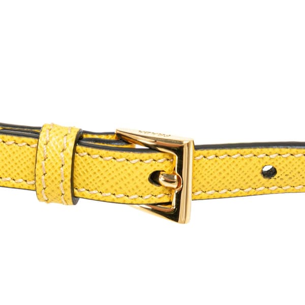 Pre-owned Prada Saffiano Lux Odette Satchel Yellow