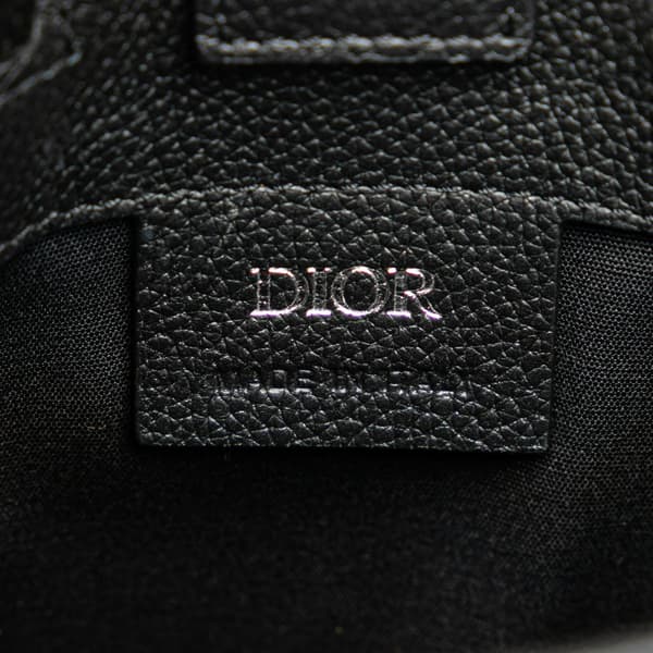 Pre-owned Dior Mini Grained Calfskin Saddle Tote Black